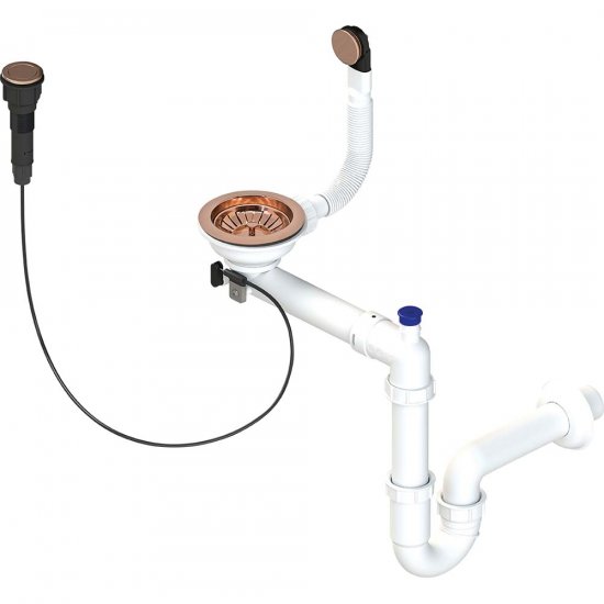 LAVEO Syfon typu SPACE SAVING 3,5" do zlewozmywaków 1-komorowych z korkiem miedź OKS_R63T