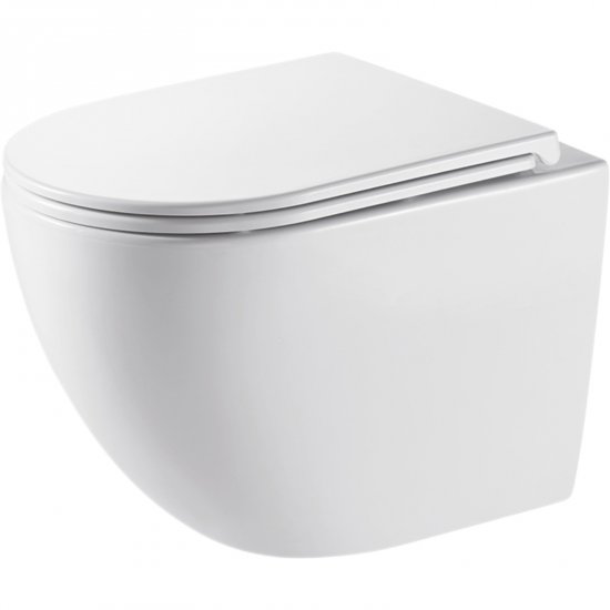 INVENA Miska WC podwieszana ASTRI bezkołnierzowa wirowa z deską wolnoopadającą CE-87-001-L