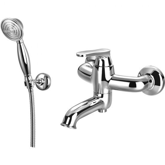 OMNIRES Bateria wannowa ART DECO ścienna z zestawem prysznicowym chrom połysk AD5131CR