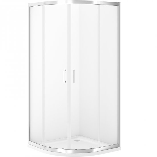 CERSANIT Kabina prysznicowa VERSO półokrągła 80x190 cm chrom z brodzikiem TAKO 4 cm S4031-001