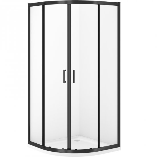 CERSANIT Kabina prysznicowa VERSO półokrągła 80x190 cm czarna z brodzikiem TAKO 4 cm S4031-002