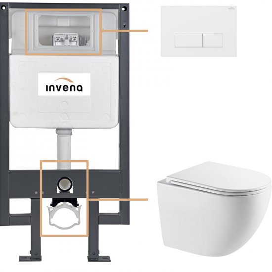 INVENA Zestaw podtynkowy 50 mechaniczny, miska ASTRI, deska, przycisk 603 biały CK-87-032