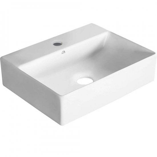 LAVEO Umywalka nablatowa/ścienna KVADRATO 46 cm ceramiczna z miejscem na baterię biała VUK_6146