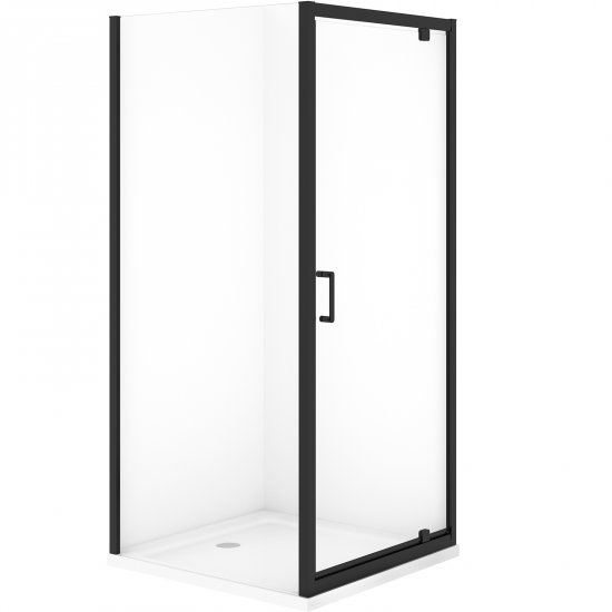 CERSANIT Kabina narożna VERSO PIVOT 90x190 cm czarna z brodzikiem TAKO 4 cm S4031-008