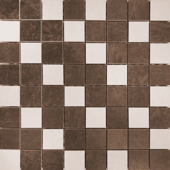 Gres szkliwiony mozaika COMPACTICO cream-brown mat 39,6x39,6 gat. I