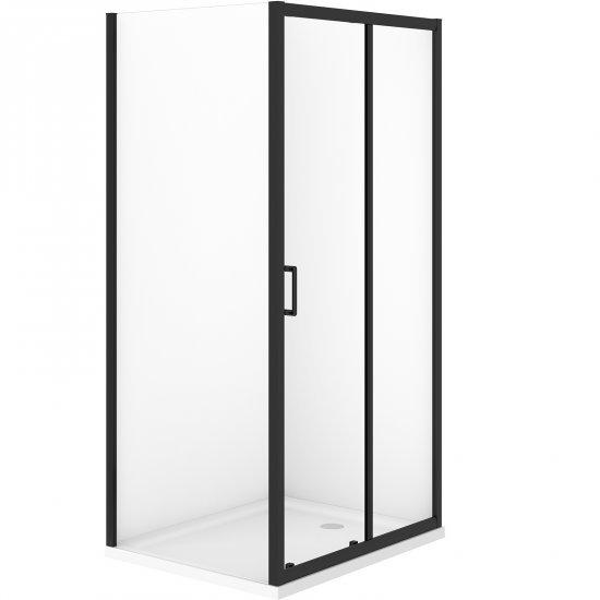 CERSANIT Kabina prysznicowa VERSO przesuwna 100x80x190 czarna z brodzikiem TAKO 4 cm S4031-011