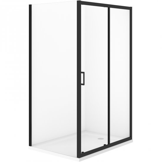 CERSANIT Kabina prysznicowa VERSO przesuwna 120x90x190 czarna z brodzikiem TAKO 4 cm S4031-012