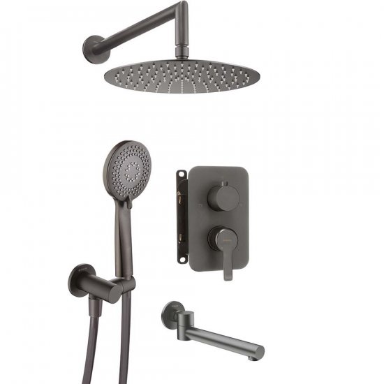DEANTE Zestaw prysznicowy podtynkowy ARNIKA z wylewką wannową titanium BXYYDQAM