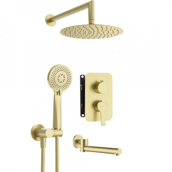 DEANTE Zestaw prysznicowy podtynkowy ARNIKA z wylewką wannową złoto szczotkowane BXYYRQAM