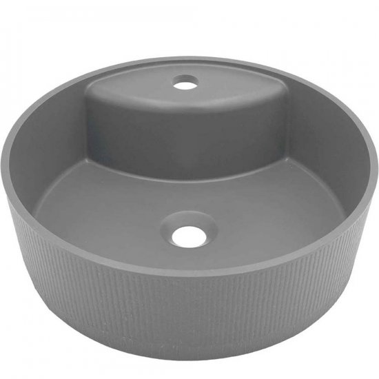 LAVEO Umywalka nablatowa CLIFF 36 cm granitowa ryflowana z miejscem na baterię szara VGC1510T