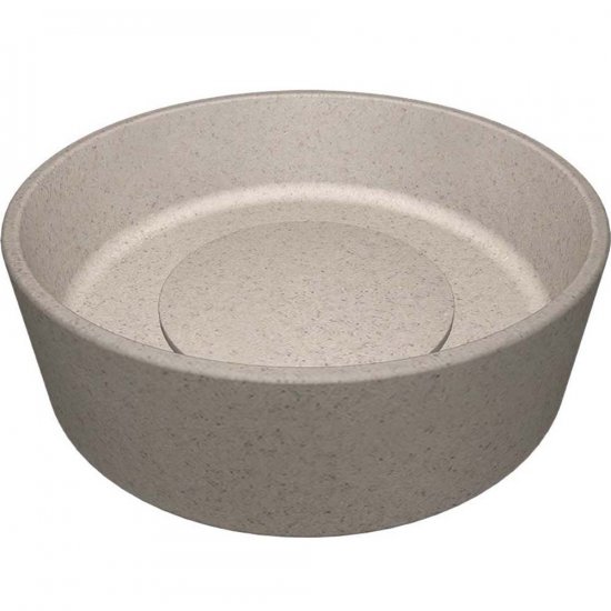 LAVEO Umywalka nablatowa PERL 36 cm granitowa z korkiem granitowym beżowa VGP1410T