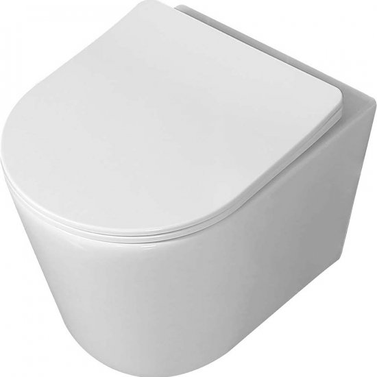 LAVEO Miska WC podwieszana JARI bezkołnierzowa wirowa z deską wolnoopadającą biała VMJ_609S