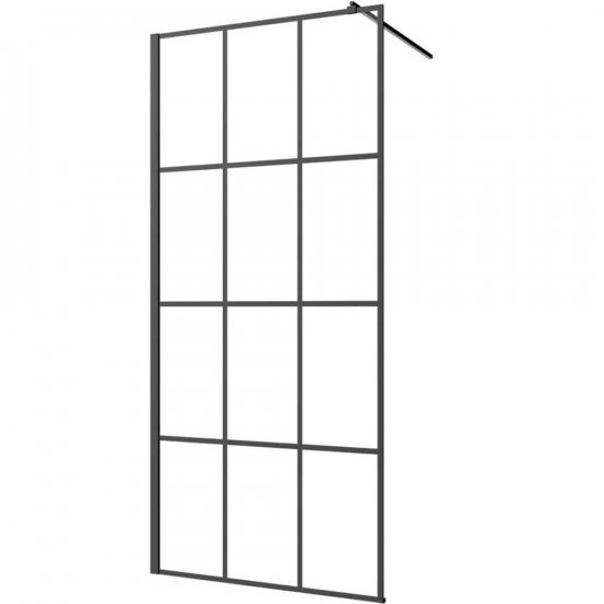 INVENA Kabina WALK-IN 100x200 geometryczna kratka profil czarny AK-32- 107-S