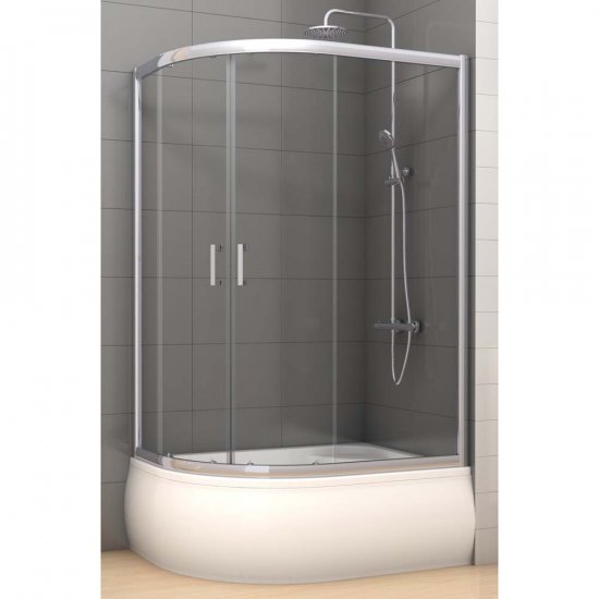 NEW TRENDY Kabina prysznicowa półokrągła VARIA 100x80x165 5 mm grafit K-0130