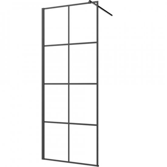 INVENA Kabina WALK-IN 80x200 geometryczna kratka profil czarny AK-32- 187-S