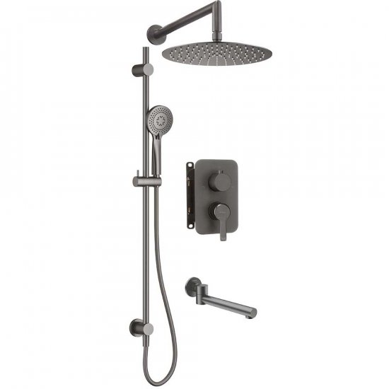 DEANTE Zestaw prysznicowy podtynkowy ARNIKA z BOXem mieszaczowym i wylewką titanium BXYWDQAM