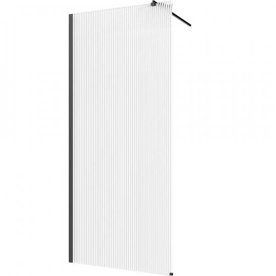 INVENA Kabina WALK-IN 80x200 ryflowana profil czarny AK-32- 185-S