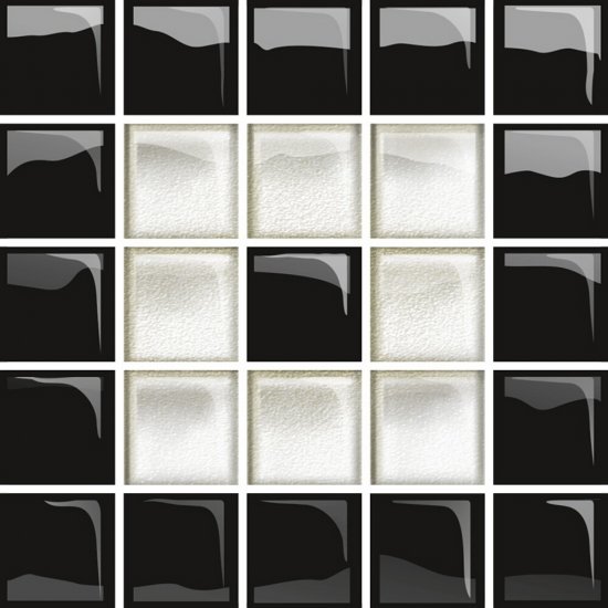 Płytka ścienna mozaika szklana UNIVERSAL white-black C new glossy 14,8x14,8 gat. I