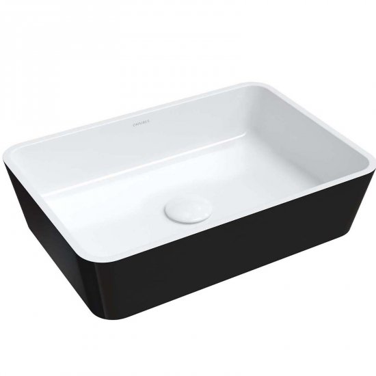 OMNIRES Umywalka nablatowa PARMA M+ 50x35 cm biały/czarny połysk PARMAUNBCP