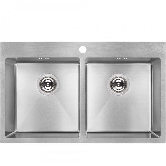LAVEO Zlewozmywak stalowy MARMARA 78x48 cm 2-komorowy inox gładki SAM_020T