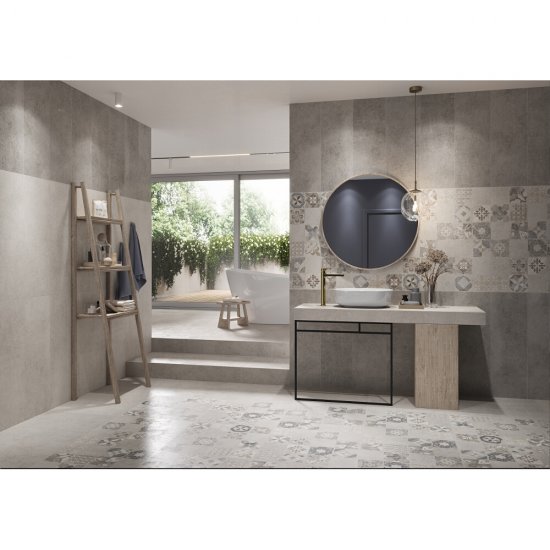 Płytka ścienna VITORIA light grey patchwork satin 29x89 gat