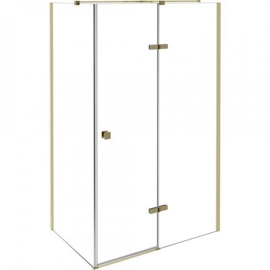 BESCO Kabina prysznicowa prostokątna PIXA GOLD lewa 120x80x195 złota PPL-128-195G