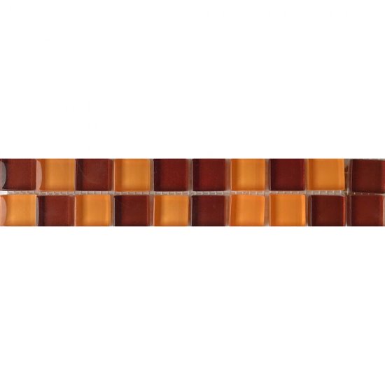 Płytka ścienna listwa mozaika szklana AROMA orange-brown glossy 4,8x25 gat. I