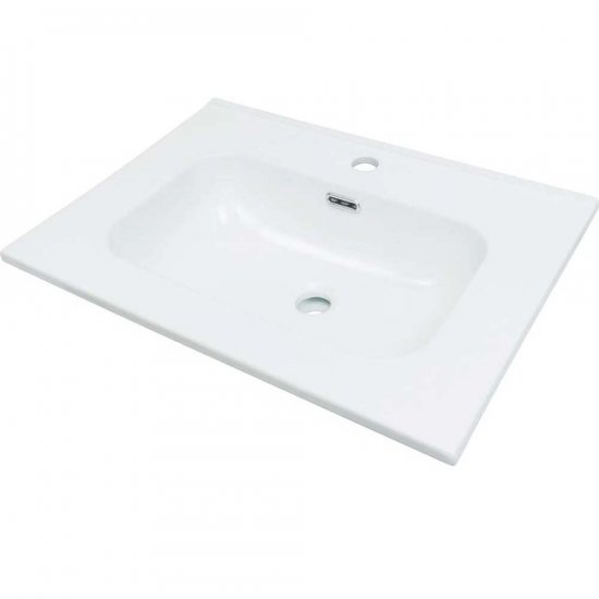 DEANTE Umywalka ceramiczna TUBO wpuszczana w blat z miejscem na baterię 61x46 biała CTU_6U6W