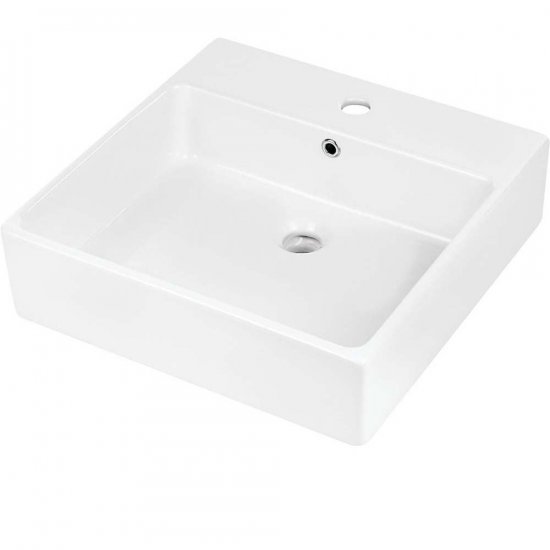DEANTE Umywalka ceramiczna TEMISTO nablatowa/ścienna z miejscem na baterię 50x50 biała CDT_6U5S