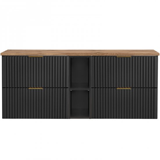 COMAD Zestaw mebli ADEL BLACK / XILO BLACK 3 szafki z blatem WOTAN 140 cm