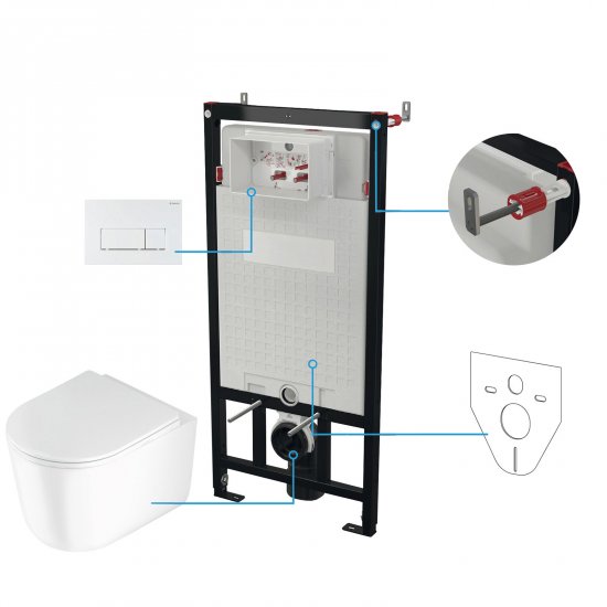 DEANTE Stelaż podtynkowy mechaniczny, miska wirowa JAŚMIN biała, przycisk biały CDJA6ZPW