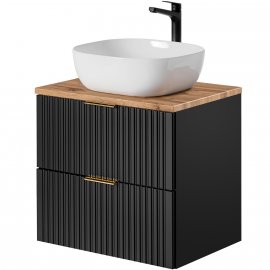 COMAD Zestaw mebli ADEL BLACK szafka z blatem WOTAN 60 cm, umywalka SMILE