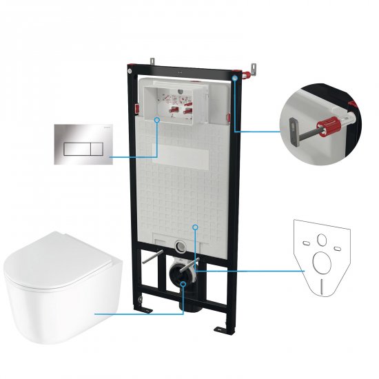 DEANTE Stelaż podtynkowy mechaniczny, miska wirowa JAŚMIN biała, przycisk chrom CDJS6ZPW