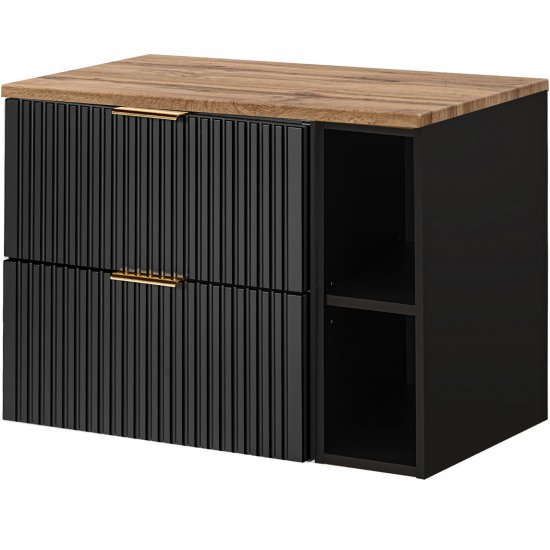COMAD Zestaw mebli ADEL BLACK / XILO BLACK 2 szafki z blatem WOTAN 80 cm