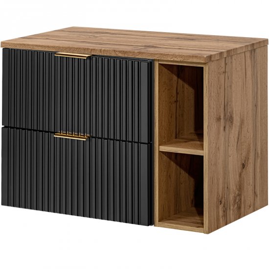 COMAD Zestaw mebli ADEL BLACK / XILO OAK 2 szafki z blatem WOTAN 80 cm