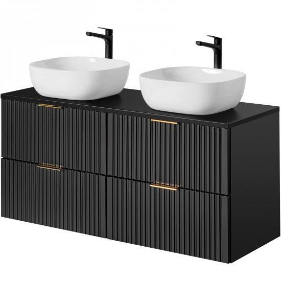 COMAD Zestaw mebli ADEL BLACK 2 szafki z blatem 120 cm, 2 umywalki SMILE
