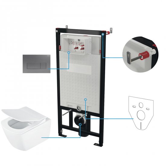 DEANTE Stelaż podtynkowy mechaniczny, miska bezkołnierzowa ANEMON, przycisk titanium CDZT6ZPW