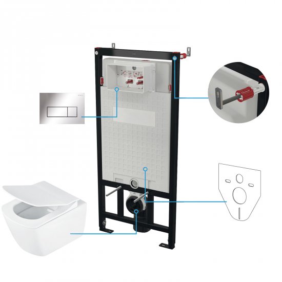DEANTE Stelaż podtynkowy mechaniczny, miska bezkołnierzowa ANEMON, przycisk chrom CDZS6ZPW