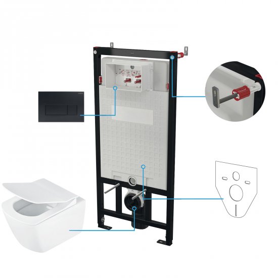 DEANTE Stelaż podtynkowy mechaniczny, miska bezkołnierzowa ANEMON, przycisk nero CDZN6ZPW