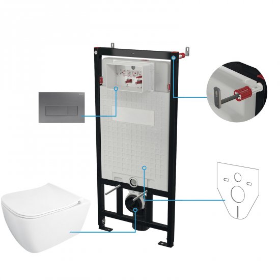 DEANTE Stelaż podtynkowy mechaniczny, miska bezkołnierz. HIACYNT NEW, przycisk titanium CDYT6ZPW