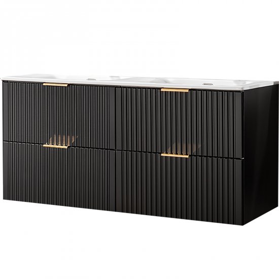 COMAD Zestaw mebli ADEL BLACK 2 szafki z umywalką meblową SKY 120 cm, słupek, lustro 120