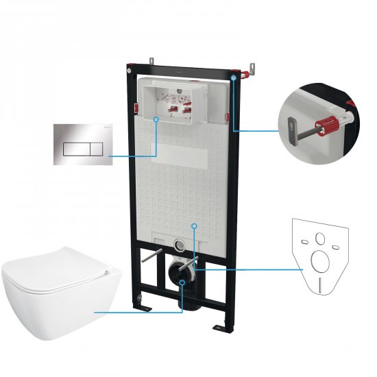 DEANTE Stelaż podtynkowy mechaniczny, miska bezkołnierzowa HIACYNT NEW, przycisk chrom CDYS6ZPW