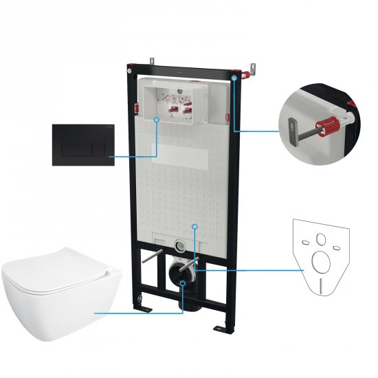 DEANTE Stelaż podtynkowy mechaniczny, miska bezkołnierzowa HIACYNT NEW, przycisk nero CDYN6ZPW