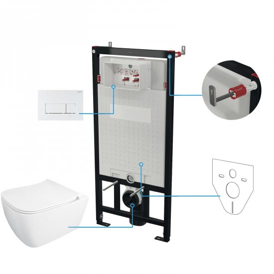 DEANTE Stelaż podtynkowy mechaniczny, miska bezkołnierzowa HIACYNT NEW, przycisk bianco CDYA6ZPW