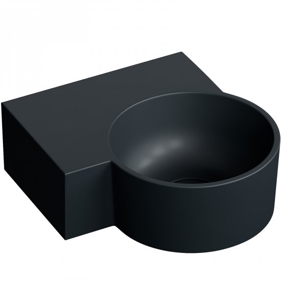 OMNIRES Umywalka nablatowa OVO M+ wisząca-lewa 33x34 cm black lava mat OVO335UWLBLV