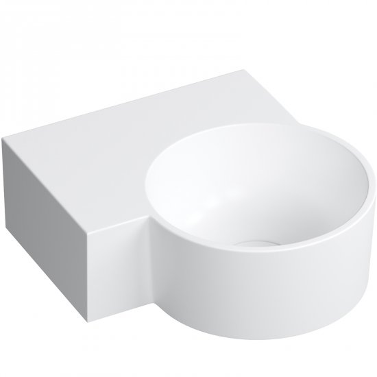 OMNIRES Umywalka nablatowa OVO M+ wisząca-lewa 33x34 cm biały mat OVO335UWLBM