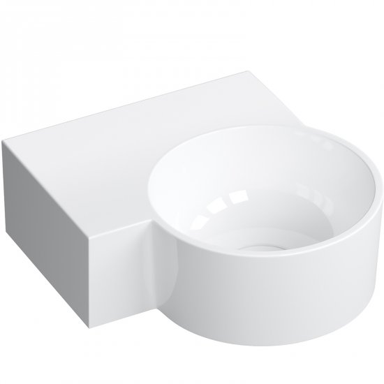 OMNIRES Umywalka nablatowa OVO M+ wisząca-lewa 33x34 cm biały połysk OVO335UWLBP