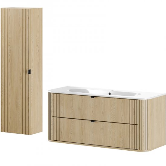 COMAD Zestaw mebli OVALIA CREMONA szafka z umywalką meblową PURE 120 cm, słupek 40 cm