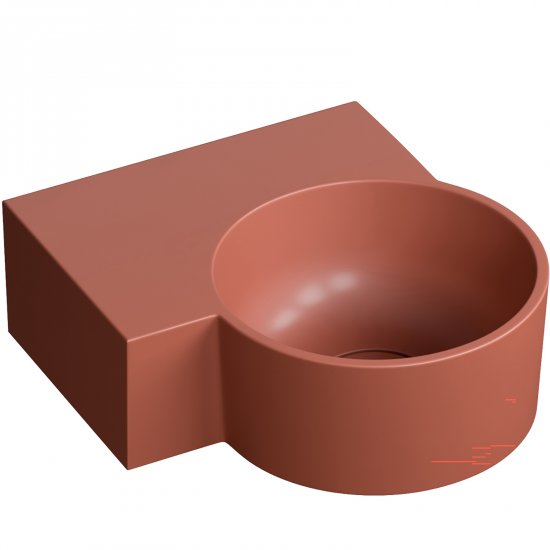 OMNIRES Umywalka nablatowa OVO M+ wisząca-lewa 33x34 cm terracotta mat OVO335UWLTE