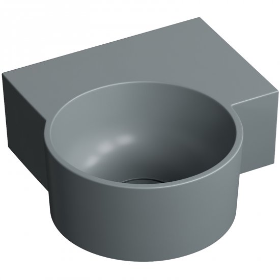 OMNIRES Umywalka nablatowa OVO M+ wisząca-prawa 33x34 cm ash grey mat OVO335UWPAG